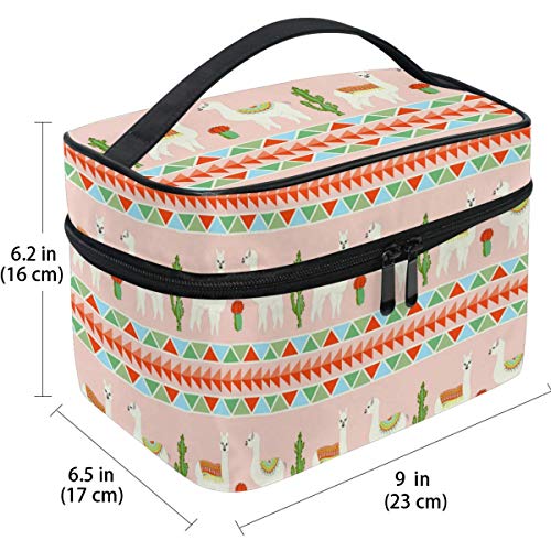Bolso de maquillaje con diseño creativo de cactus de llama, bolsa de maquillaje, bolsa de cosméticos, cepillo de viaje para mujer, con cremallera, portátil, multifuncional, bolsa de almacenamiento
