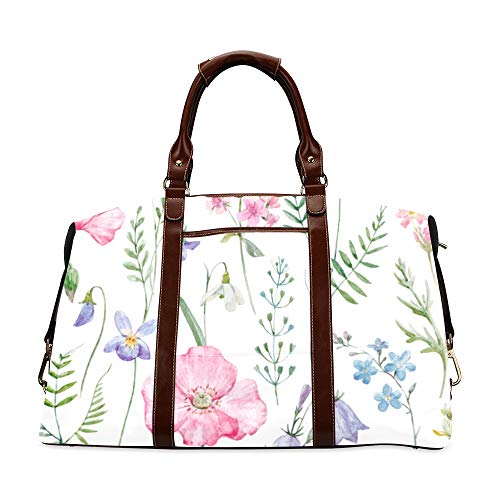 Bolso de Viaje de Moda Bolso de Flores Hermosas Pensamiento clásico de Gran tamaño Impermeable PU Cuero Bolsos únicos Hombres Bolso de Viaje