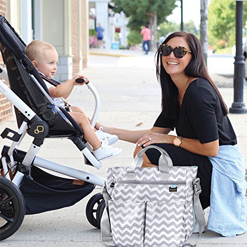 Bolso para pañales de Liname - Bolso para pañales elegante de calidad superior con almohadilla de cambio y correa ajustable incluida