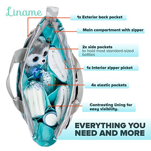 Bolso para pañales de Liname - Bolso para pañales elegante de calidad superior con almohadilla de cambio y correa ajustable incluida