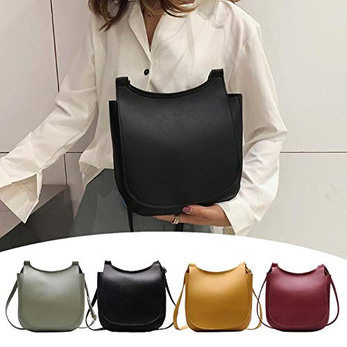 Bolsos de hombro de color sólido de las mujeres de cuero de la PU de las mujeres de la gran capacidad de Crossbody, color Negro, talla Talla única