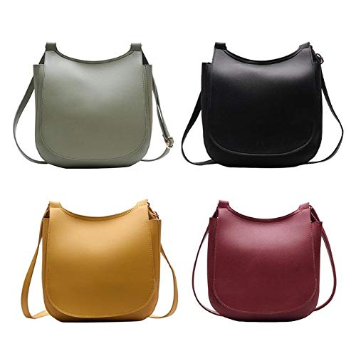 Bolsos de hombro de color sólido de las mujeres de cuero de la PU de las mujeres de la gran capacidad de Crossbody, color Negro, talla Talla única