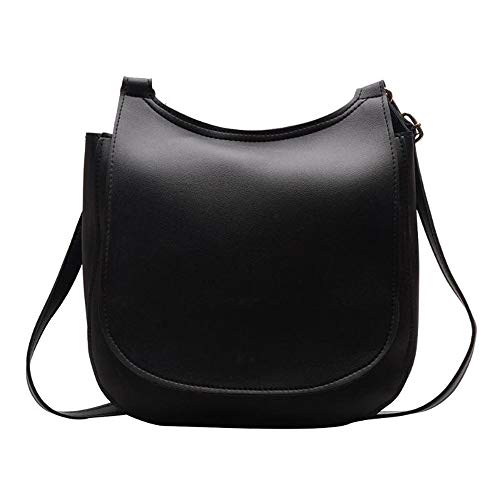 Bolsos de hombro de color sólido de las mujeres de cuero de la PU de las mujeres de la gran capacidad de Crossbody, color Negro, talla Talla única