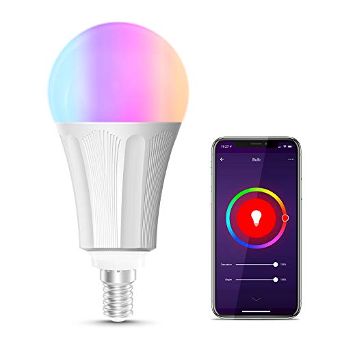 Bombilla WiFi, Maxcio Bombilla Inteligente WiFi LED RGBW Regulable Compatible con Alexa, Google Home E14 9W 810 lúmenes No requiere Hub, 1 Pieza