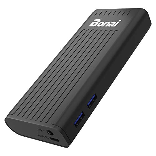 BONAI Powerbank, Power Bank 10000 mAh Batería Externa Móvil Carga Rápida 5V/2.1A con Linterna Compatible para iPhone Xiaomi Huawei Samsung Tablets y más Dispositivos (con Micro Cable) -Negro