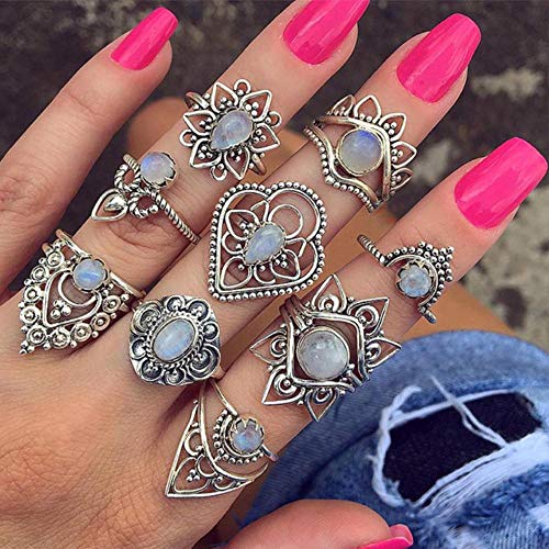 Boner Boho Anillos de Mujer Starfish Wave Eyes Gem Gold Silver Opening Midi Ring Charm Lady Lover Gift, 11