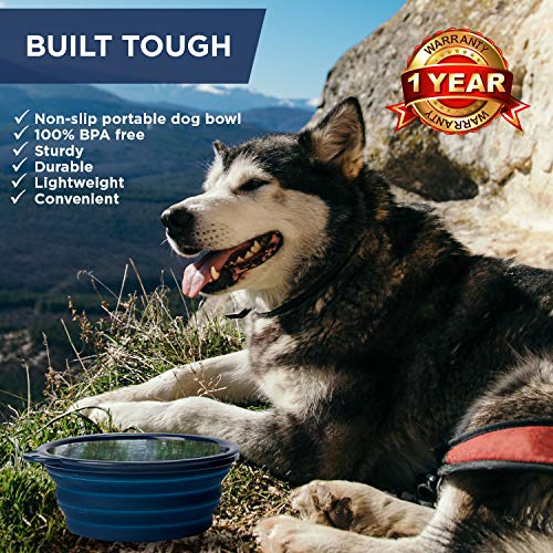 Bonza Tazón Comedero Plegable grande para perros medianos y grandes, Portable Comedero o bebedero. Ligero, resistente, a prueba de fugas, alimentos seguros. Comedero para viajes con mascotas de