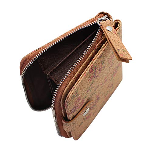 Boshiho - Cartera de Corcho Vegano para Mujer, Cartera con Bloqueo RFID, diseño de Cremallera pequeña con Ranuras para Tarjetas, Monedero de Bolsillo, Regalo ecológico Vegano (Cork 04)