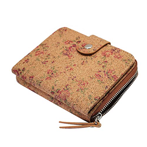 Boshiho - Cartera de Corcho Vegano para Mujer, Cartera con Bloqueo RFID, diseño de Cremallera pequeña con Ranuras para Tarjetas, Monedero de Bolsillo, Regalo ecológico Vegano (Cork 04)