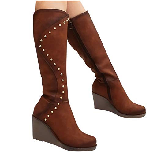 Botas Invierno Mujer Cuna,CláSicos Botas De Nieve De Las Mujeres Casuales Botines Calientes Zapatos Planos Redondos Botas De Mujer OtoñO E Invierno Botas De Piel Caliente Negro MarróN 35-43 EU