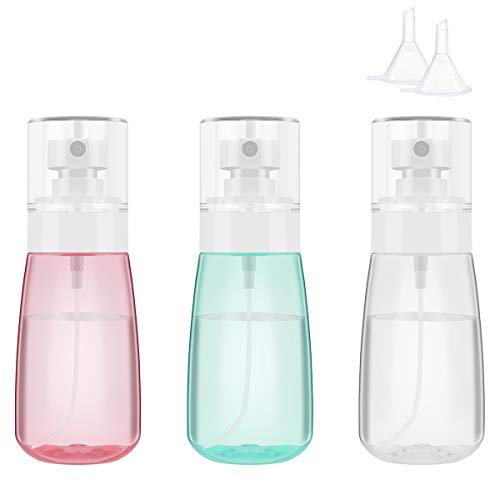 Botella de espray portátil de 60 ml, recargable, duradera, pulverizador, dispensadores de líquido, plástico vacío, transparente, para viaje, pequeño atomizador de 3 unidades