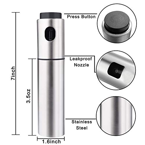 Botella de spray de bomba de aceite de 100 ml – Bomba de aceite de oliva de acero inoxidable pulverizador de aceite olla dispensador de cocina accesorios de cocina (inoxidable)