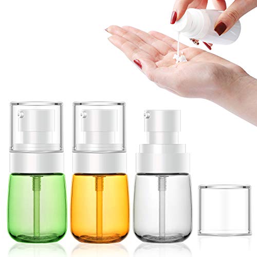 Botella de viaje de 3 piezas para loción, Segbeauty 30 ml / 1 oz Dispensador de botellas recargables para esencias Champú Sueros Bomba prensada Conjunto de envases de cosméticos vacíos