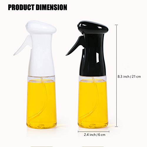 Botella dispensadora de aceite para asar a la parrilla, 210 ml de aceite de oliva recargable nebulizador fino, grado alimenticio, PET libre de BPA, fácil de usar para asar ensaladas, asar y freír