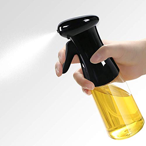 Botella dispensadora de aceite para asar a la parrilla, 210 ml de aceite de oliva recargable nebulizador fino, grado alimenticio, PET libre de BPA, fácil de usar para asar ensaladas, asar y freír