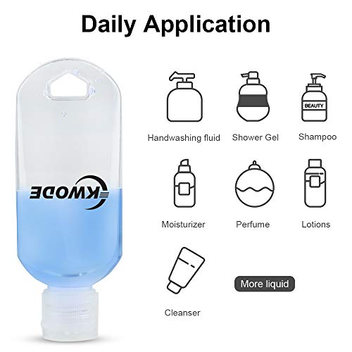 Botellas de plástico vacías, portátiles, para viaje, rellenables, de 50 ml, con tapa a presión, para contener jabón de manos, con mosquetón, a prueba de fugas, 8 unidades