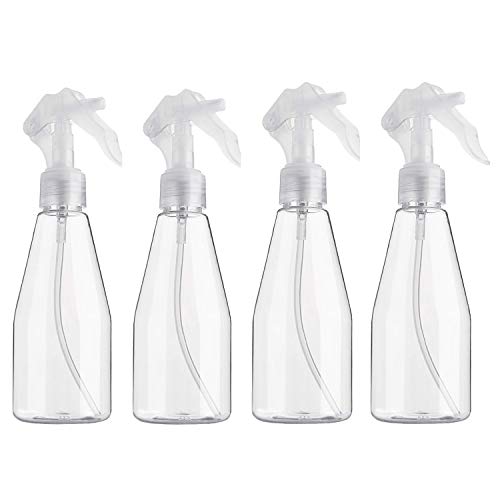 Botellas vacías de plástico transparente para soluciones de limpieza, a prueba de fugas 7.2 oz/212 ml recipientes pequeños de tamaño de viaje, paquete de 4 botellas de spray Mister