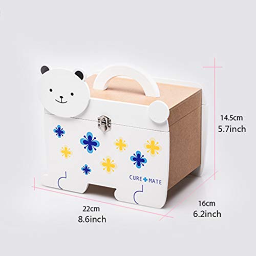 Botiquín De Madera Botiquín De Dibujos Animados Diseño De Compartimento Mango Portátil Cerradura De Seguridad Caja De Almacenamiento De Medicamentos Botiquín De Primeros Auxilios Adecuado Para La Es