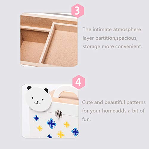 Botiquín De Madera Botiquín De Dibujos Animados Diseño De Compartimento Mango Portátil Cerradura De Seguridad Caja De Almacenamiento De Medicamentos Botiquín De Primeros Auxilios Adecuado Para La Es