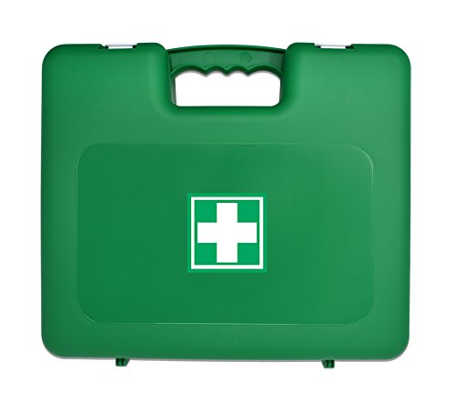 Botiquín Maletín de primeros auxilios grande - con 100 artículos indispensables para realizar curas de emergencia, verde