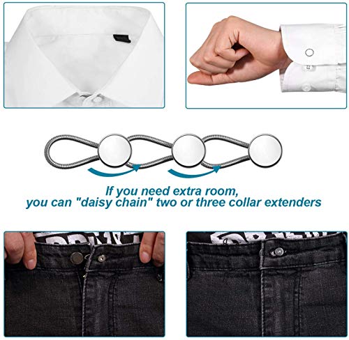 Botón de Resorte,Extensores de Cuello de Metal 24 Pack Extensor de Cintura de Botón Elástica Prolongador de Botón para Pantalones Camisas Faldas Jeans Pantalones de Vestir Embarazo
