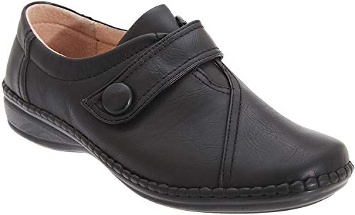 Boulevard - Zapatos con Tira de Velcro con Ancho Especial XXX para Mujer (40 EU/Negro)