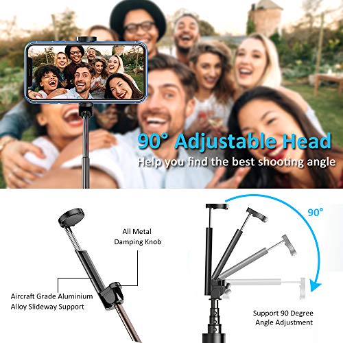 Bovon Palo Selfie Movil, Palo Selfie Tripode Extensible para Smartphones iOS y Android Compatible con iPhone 11 Pro Max/11 Pro/11/Xs/XS max/XR/X/8/7, Galaxy S20/S10/S9/Note 9, Huawei Mate 30, etc