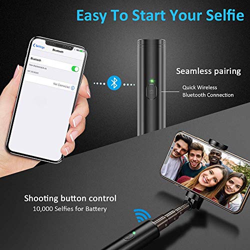 Bovon Palo Selfie Movil, Palo Selfie Tripode Extensible para Smartphones iOS y Android Compatible con iPhone 11 Pro Max/11 Pro/11/Xs/XS max/XR/X/8/7, Galaxy S20/S10/S9/Note 9, Huawei Mate 30, etc