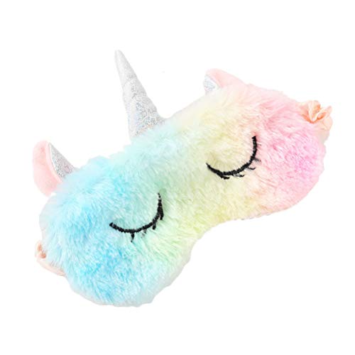 BovoYa - Máscara para dormir, diseño de unicornio, suave felpa, cubierta para los ojos, 3D, para viajes, unisex