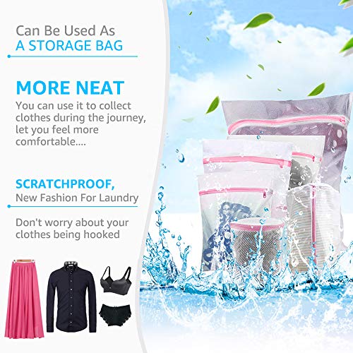 BoxLegend Bolsa de lavandería de Malla, Paquete de 6 Bolsas de Lavado con Cremallera para Lavadora, 5 tamaños Bolsas de Lavado de Red Reutilizable con Cremallera