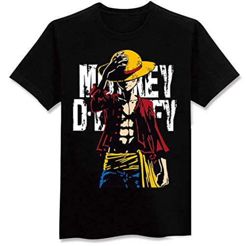 Boy Summer Camiseta De Manga Corta Anime One Piece Luffy Impreso Algodón Tops Unisex (1,M)
