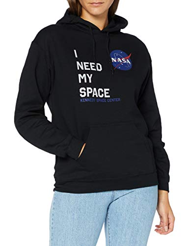Brands In Limited NASA I Need My Space Camiseta, Negro (Black Blk), 40 (Talla del Fabricante: Large) para Mujer