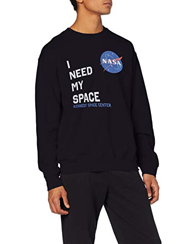 Brands In Limited NASA I Need My Space Capucha, Negro (Black Blk), Large para Hombre