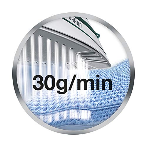 Braun TS345 - Plancha ropa vapor, 2000w, suela cerámica, 300ml capacidad agua, control vapor variable, blanco y verde