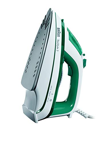Braun TS345 - Plancha ropa vapor, 2000w, suela cerámica, 300ml capacidad agua, control vapor variable, blanco y verde
