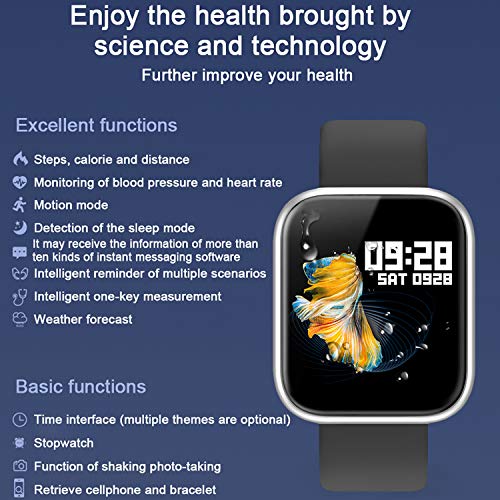 Brazalete Táctil Inteligente de Color de Alta definición con Monitor de frecuencia cardíaca IP67 Impermeable y Resistente al Polvo Reloj Deportivo de Moda para iOS Android Smartphone,P70 Plata