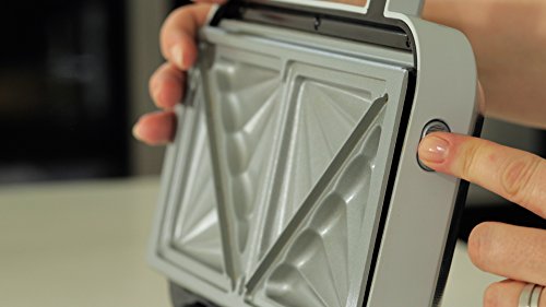 Breville VST074X DuraCeramic - Sandwichera con revestimiento, 850 W, acero inoxidable, platos desmontables, Color Blanco