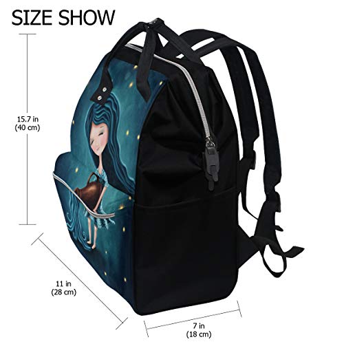 Brillante Acuario Brillante Encantador Bolsas de pañales de gran capacidad Mamá Mochila Múltiples funciones Bolso de lactancia Bolso de mano para niños Cuidado del bebé Viajes Mujeres diarias