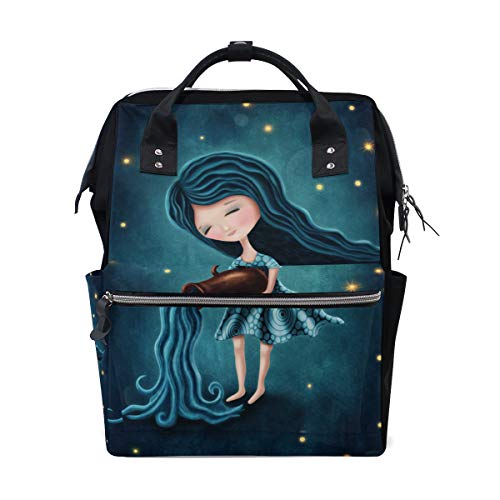 Brillante Acuario Brillante Encantador Bolsas de pañales de gran capacidad Mamá Mochila Múltiples funciones Bolso de lactancia Bolso de mano para niños Cuidado del bebé Viajes Mujeres diarias