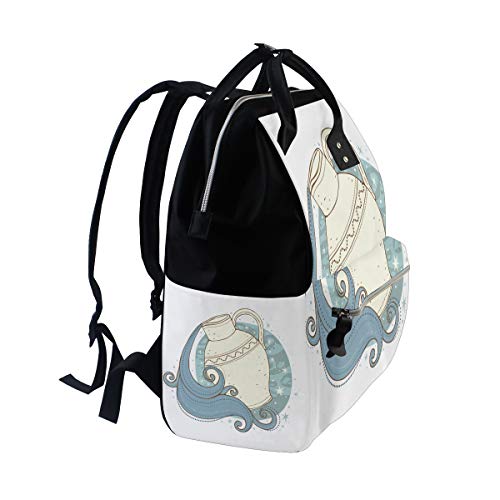Brillante Acuario Brillante Encantador Bolsas de pañales de gran capacidad Mamá Mochila Múltiples funciones Bolso de lactancia Bolso de mano para niños Cuidado del bebé Viajes Mujeres diarias