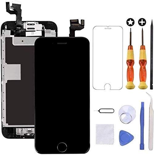 Brinonac Pantalla para iPhone 6s, 4.7" Pantalla Táctil LCD con botón de Inicio,Cámara Frontal, Sensor de proximidad, Altavoz, ensamblaje de Marco digitalizador y Kit de reparación (Negro)