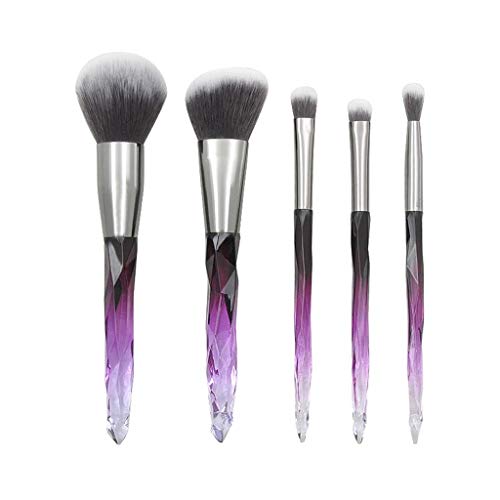 Brochas para Maquillaje Facial,MOMOXI 5 pcs. Brocha cosmética con manija transparente de cristal y diamante Novedad caliente de la moda 2019 Alrededor de 5€ Pincel de maquillaje Profesional La belleza
