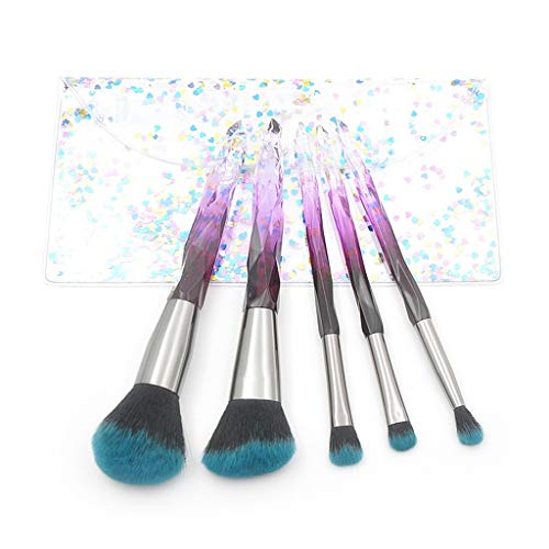 Brochas para Maquillaje Facial,MOMOXI 5 pcs. Brocha cosmética con manija transparente de cristal y diamante Novedad caliente de la moda 2019 Alrededor de 5€ Pincel de maquillaje Profesional La belleza