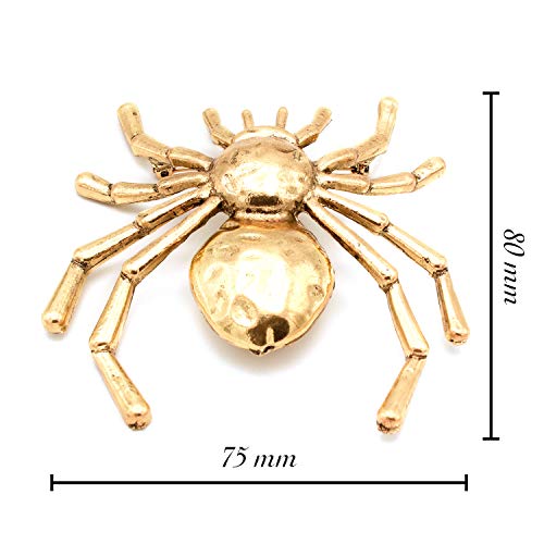 Broche bisutería Metal araña XXL. Resulta Elegante como complemento para un Vestido Sobrio o para darle Personalidad a Tus Looks más Informales. (Dorado)