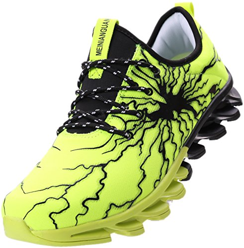 BRONAX Zapatos para Correr en Montaña y Asfalto Aire Libre y Deportes Zapatillas de Running Padel para Hombre Verde Negro 41