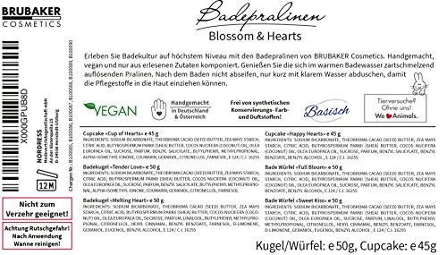 BRUBAKER Cosmetics - Juego de 6 bombas de baño 'Blossom & Hearts', hechas a mano