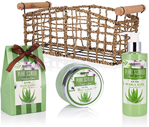 BRUBAKER Cosmetics Set de Baño y Ducha Aloe Vera Juego de regalo de 13 piezas en cesta decorativa