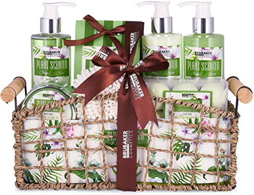 BRUBAKER Cosmetics Set de Baño y Ducha Aloe Vera Juego de regalo de 13 piezas en cesta decorativa