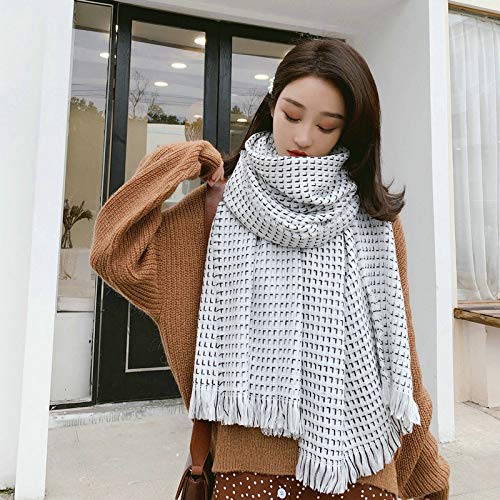 Bufanda clásica de Fragancia pequeña en Blanco y Negro alumnas pequeña Bufanda cálida Gruesa Clara