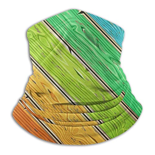 Bufanda polar calentador de cuello arco iris viejo de madera pintada a prueba de viento al aire libre cómodo cuello polainas calentador de cara máscara para clima frío invierno deportes al aire libre